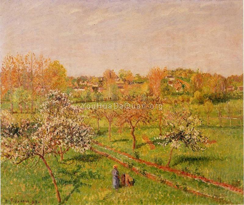 Morning, Flowering Apple Trees, Eragny - 卡米耶·毕沙罗